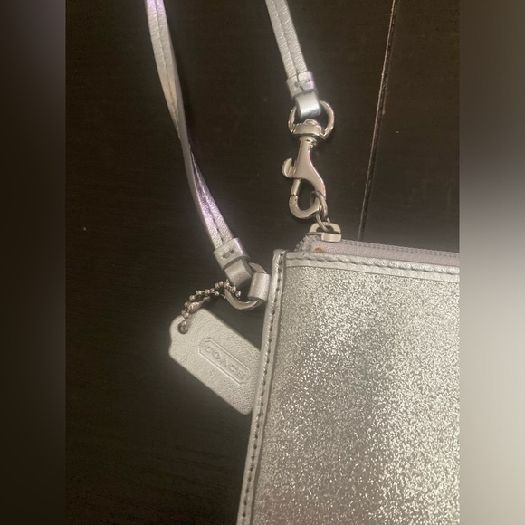 Coach Vintage glittery silver skinny zip wristlet wallet. Good used condition - Picture 8 of 9